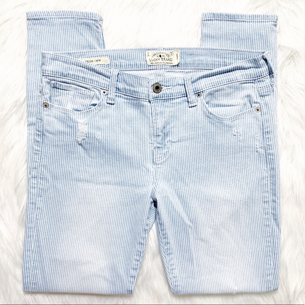 Lucky Brand Light Blue Pinstripe Cropped Jeans